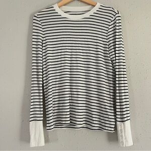 GAP Black and White Striped Long Sleeve Tee Stretch Comfy Casual Large Neutral